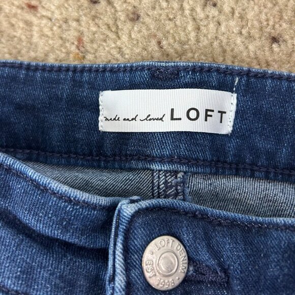 LOFT The Slim Flare Jeans High Rise Stretch Dark Wash Size 10 Women's - Picture 5 of 6